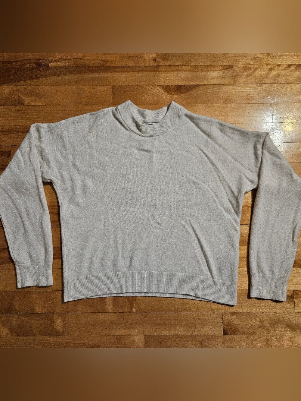 Abercrombie & Fitch White Cashmere Loose Cropped Sweater Top Size L